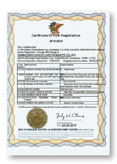 FDA registration historical certificate