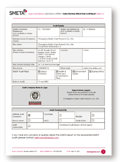 SMETA / SEDEX audit report