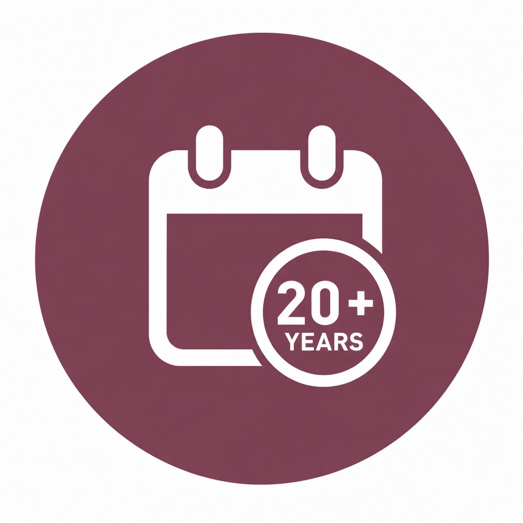 20 years manufacturing experience icon
